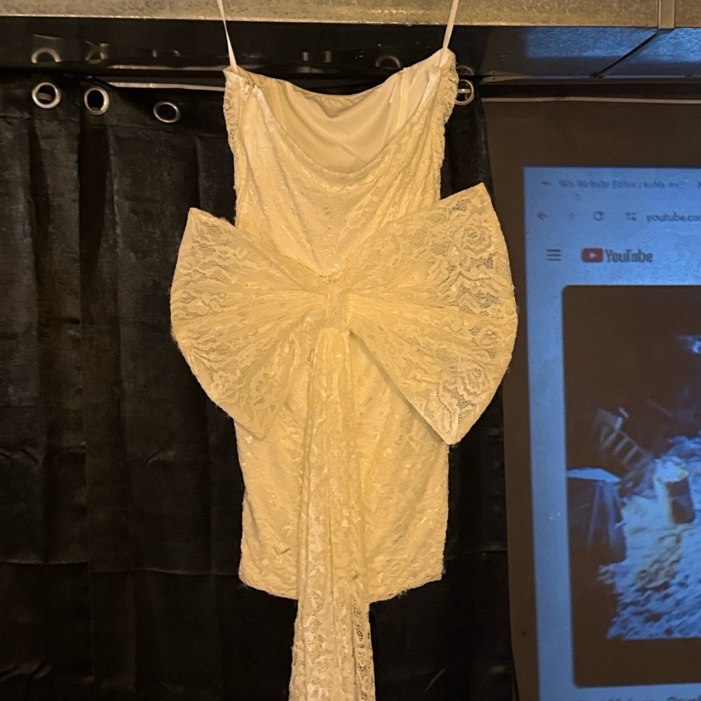 White Lace Bow Dress (Size S)